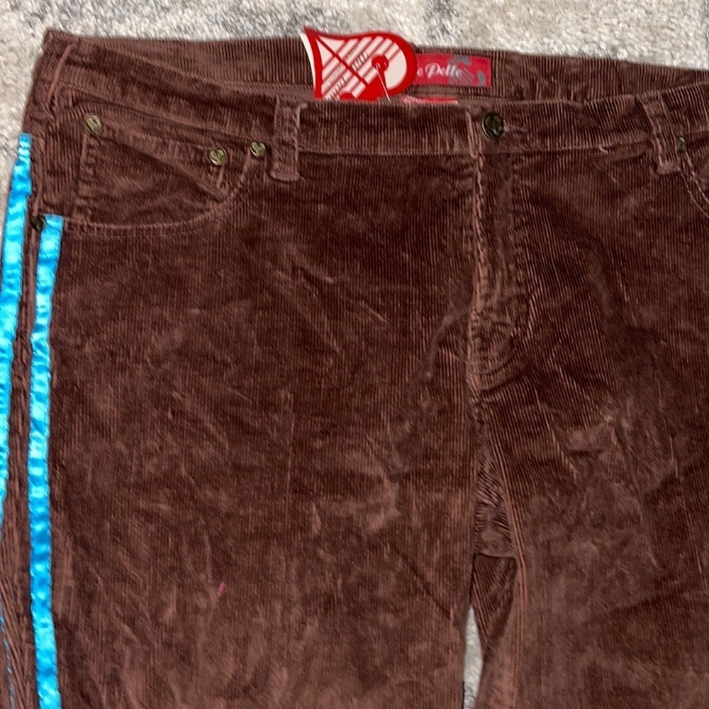 Vintage Boho Stretch Corduroy Pelle Pelle Ribbon Pants - Picture 5 of 11